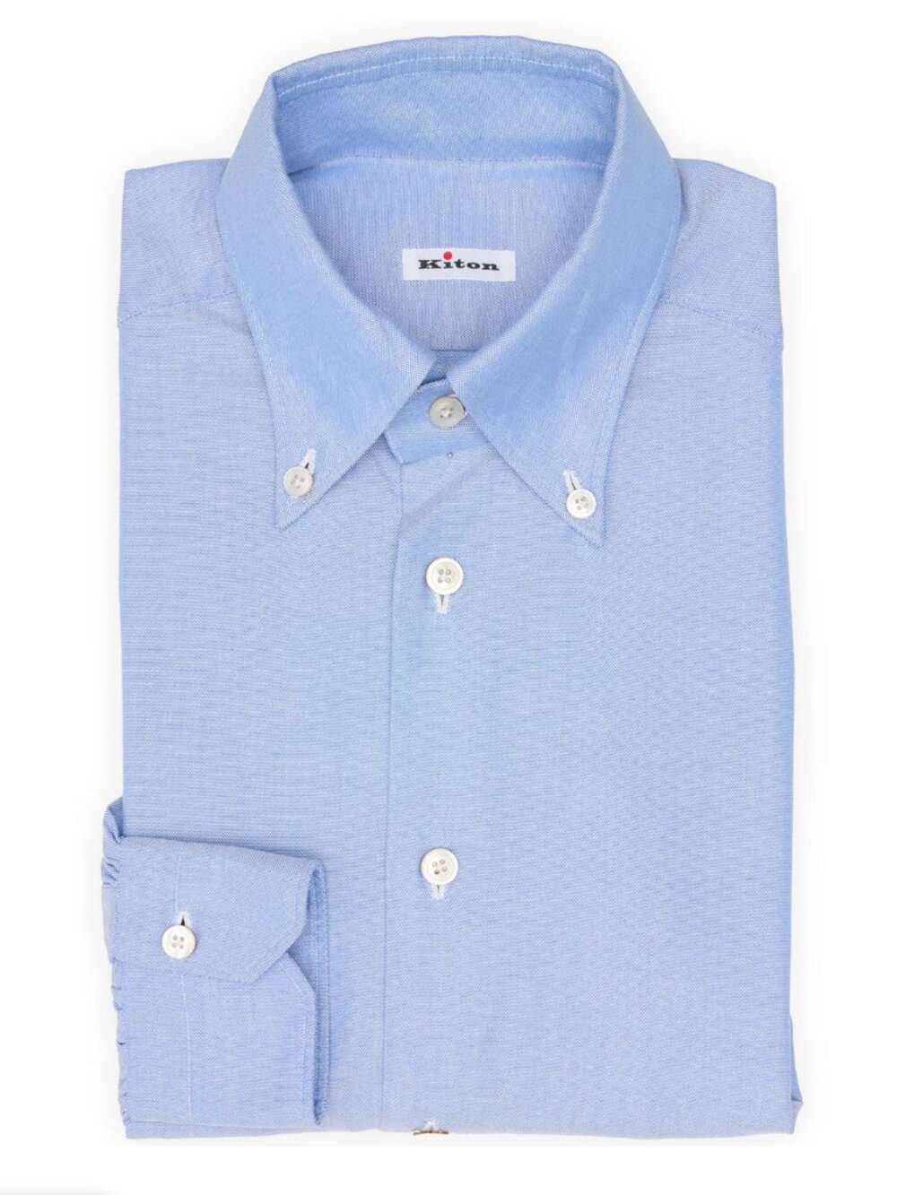 KITON Napoli Button Down Oxford Dress Shirt Mens 42 16 Blue Cotton Long Sleeve